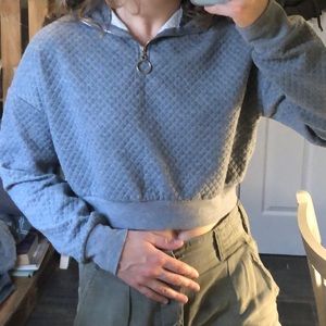 Ardene Quilted & Cropped Half Zip Sweater